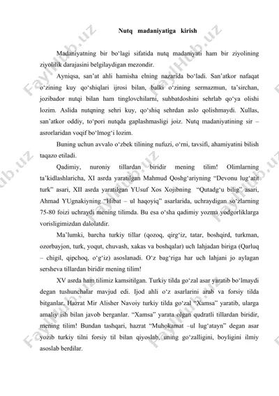 nutq madaniyatiga kirish — DOC