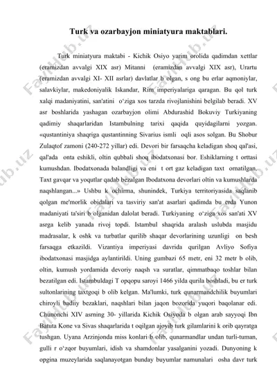 turk va ozarbayjon miniatyura maktablari — DOC