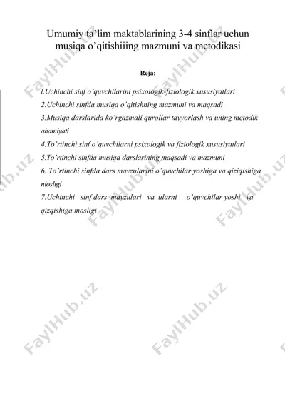 umumiy ta’lim maktablarining 3-4 sinflar uchun musiqa o’qitishiiing mazmuni va metodikasi — DOC