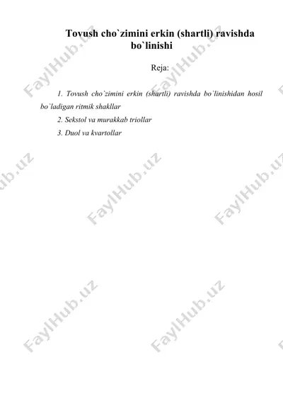 tоvush cho`zimini erkin (shartli) ravishda bo`linishi — DOC