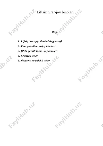 liftsiz turar-joy binolari — DOC