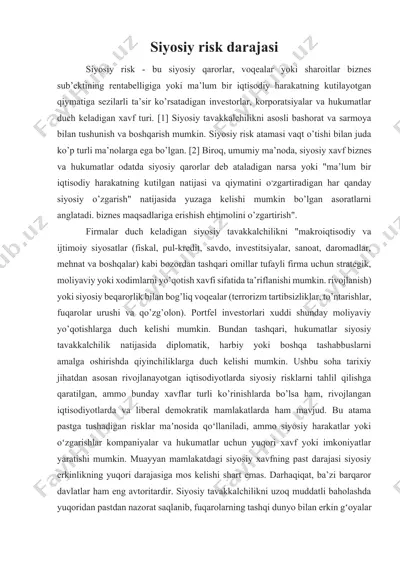 siyosiy risk darajasi — DOCX