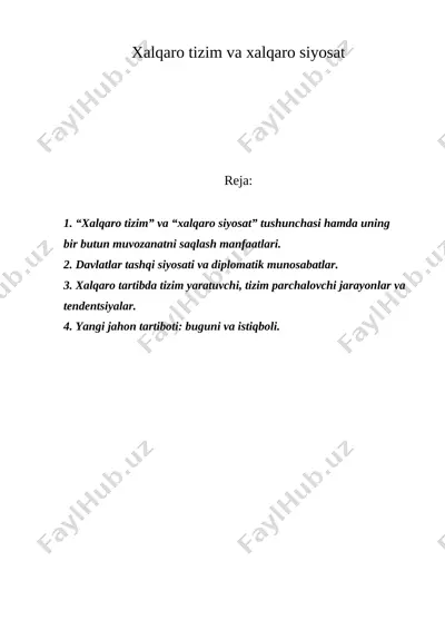 хаlqаrо tizim vа хаlqаrо siyosаt — DOC