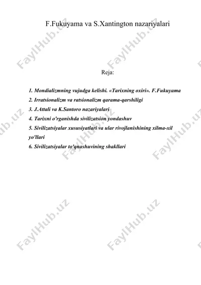 f.fukuyama va s.xantington nazariyalari — DOC
