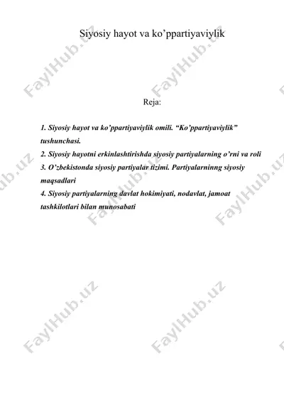 siyosiy hаyot vа ko’ppаrtiyaviylik — DOC