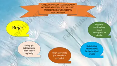 pedagogik tadqiqotlarda ijodning namoyon bo‘lishi. ilmiy tadqiqotda ratsionallik va irratsionallik — PPTX