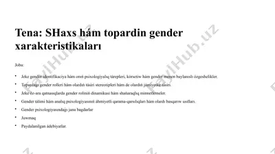 shaxs hám topardin gender xarakteristikaları — PPTX