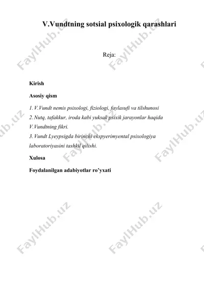 v.vundtning sotsial psixologik qarashlari — DOCX