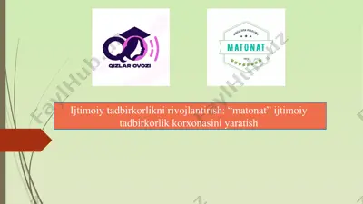 ijtimoiy tadbirkorlikni rivojlantirish - “matonat” ijtimoiy  tadbirkorlik korxonasini yaratish — PPTX