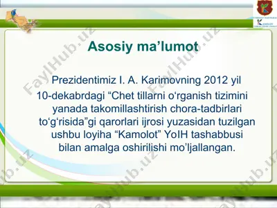 kamolot yoshlar ijtimoiy harakati — PPT