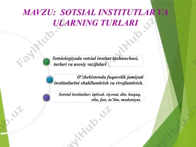 sotsial institutlar va ularning turlari — PPTX