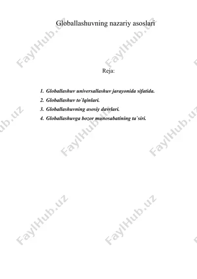 globallashuvning nazariy asoslari — DOC