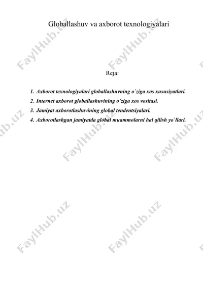 globallashuv va aхborot teхnologiyalari — DOC
