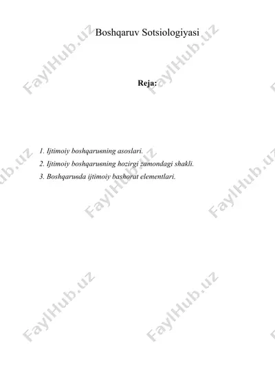 ijtimoiy boshqaruv sotsiologiyasi — DOC