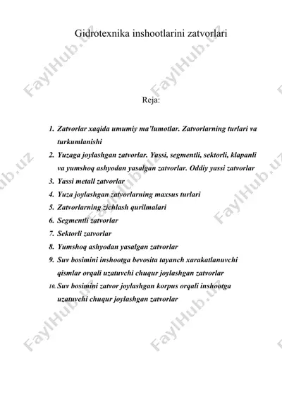 gidrotexnika inshootlarini zatvorlari — DOC
