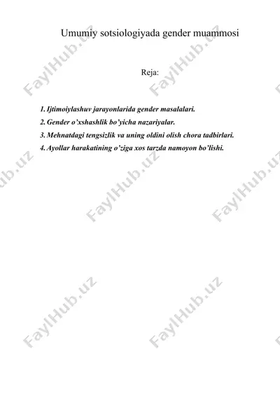 umumiy sotsiologiyada gender muammosi — DOC