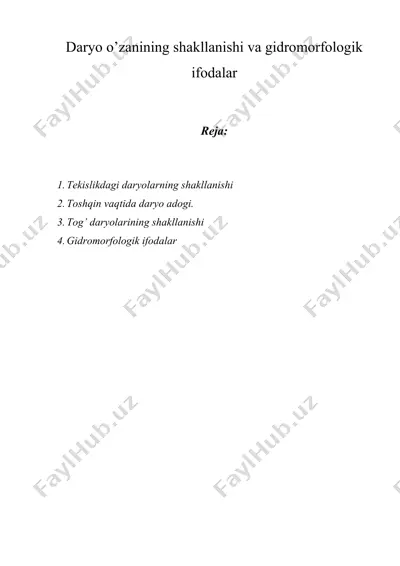 daryo o’zanining shakllanishi va gidromorfologik ifodalar — DOC