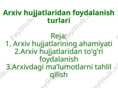arxiv hujjatlaridan foydalanish turlari — PPTX