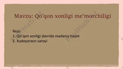 qo’qon xonligi me’morchiligi — PPTX