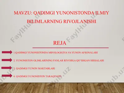 qadimgi yunonistonda ilmiy bilimlarning rivojlanishi — PPTX
