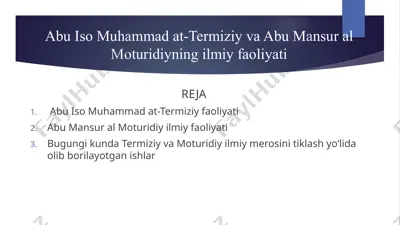 abu iso muhammad at-termiziy va abu mansur al moturidiyning ilmiy faoliyati — PPTX