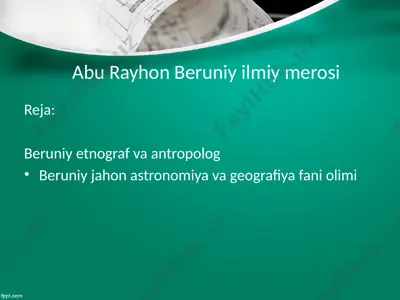 abu rayhon beruniy ilmiy merosi — PPTX