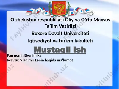 vladimir lenin haqida ma’lumot — PPTX