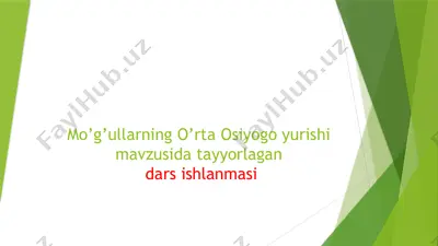 mo’g’ullarning o’rta osiyoga yurishi — PPTX