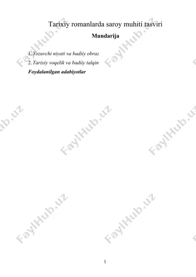 tarixiy romanlarda saroy muhiti tasviri — DOCX