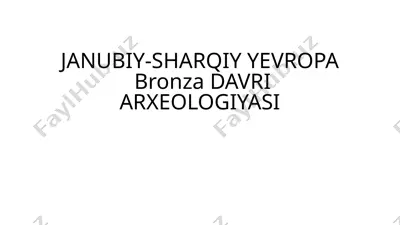 janubiy-sharqiy yevropa bronza davri arxeologiyasi — PPTX
