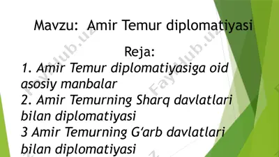 amir temur diplomatiyasi 2 — PPTX