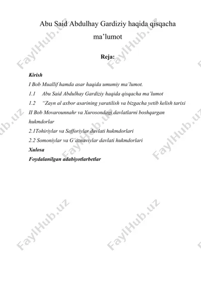 abu said abdulhay gardiziy haqida qisqacha ma’lumot — DOCX