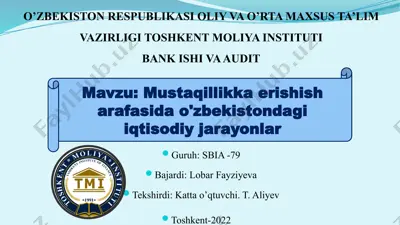 mustaqillikka erishish arafasida o'zbekistondagi iqtisodiy jarayonlar — ZIP