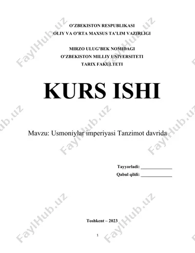 usmoniylar imperiyasi tanzimot davrida — DOCX