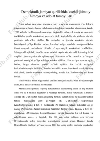 dеmokratik jamiyat qurilishida kuchli ijtimoiy himoya va adolat tamoyillari — DOC