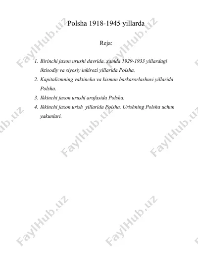 polsha 1918-1945 yillarda  — DOC