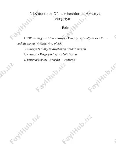 xix asr oxiri xx asr boshlarida avstriya - vengriya — ZIP
