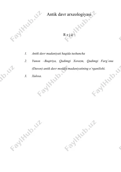 antik davr arxeologiyasi — DOC