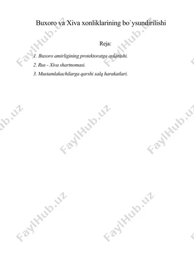 buxoro va xiva xonliklarining bo'ysundirilishi — DOC