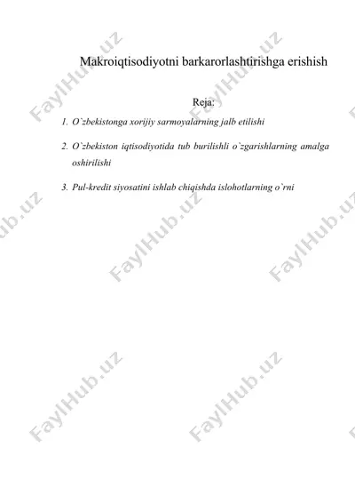makroiqtisodiyotni barqarorlashtirishga erishish — DOC