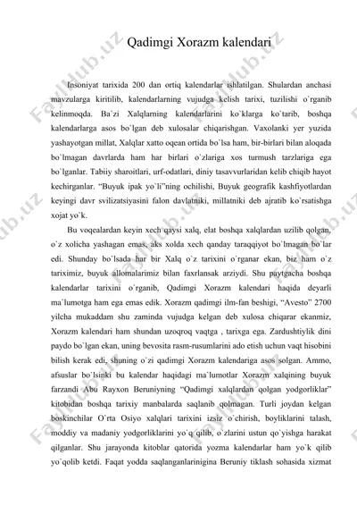 qadimgi xorazm kalendari — DOC