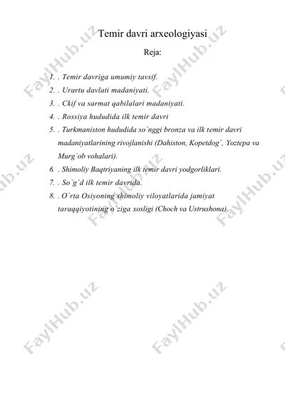temir davri arxeologiyasi — DOC