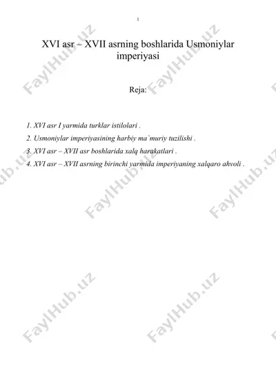 xvi asr – xvii asrning boshlarida usmoniylar imperiyasi  — DOC