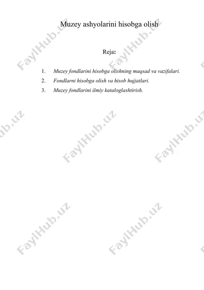 muzey ashyolarini hisobga olish — DOC