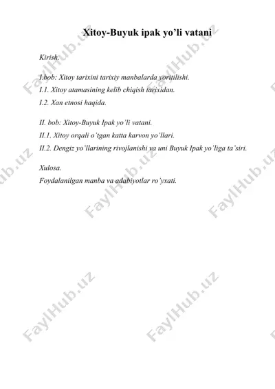 xitoy-buyuk ipak yo’li vatani — DOCX