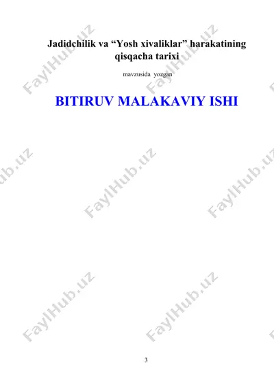 jadidchilik va “yosh xivaliklar” harakatining qisqacha tarixi — DOCX