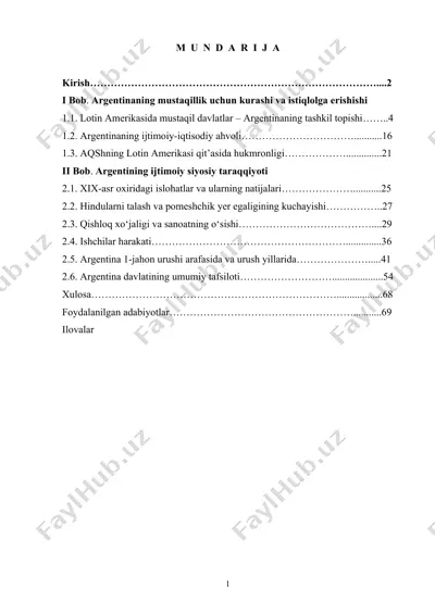 argentinaning mustaqillikka erishishi va taraqqiy etish — DOC