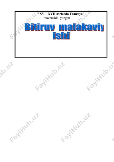 xv – xvii asrlarda fransiya — DOC