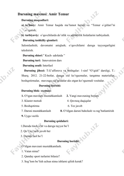 amir temur dars ishlanma — DOC