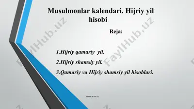 musulmonlar kalendari. hijriy yil hisobi — PPT